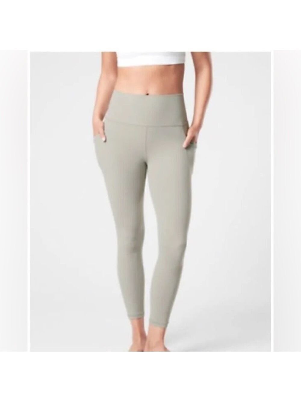 ATHLETA Women’s Salutation Stash 7/8 Tight Sage Green Yoga Running Pant LT